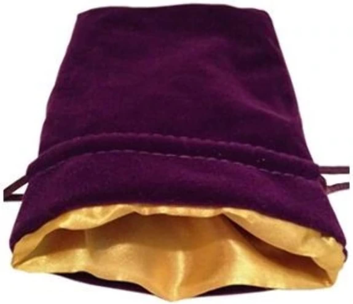 Purple Velvet with Luxury Gold Satin Dice Bag