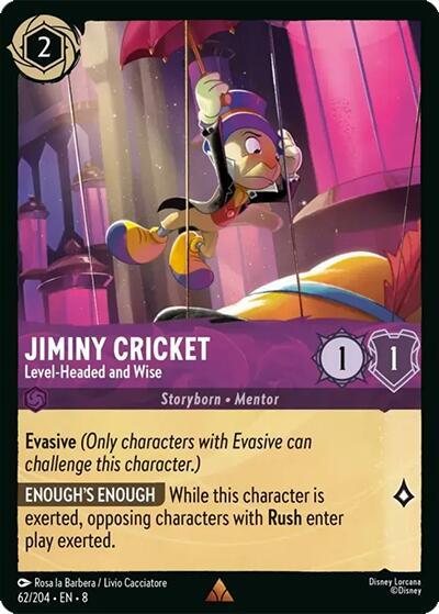 Jiminy Cricket - Level-Headed and Wise - 62/204 - Rare - Cold Foil