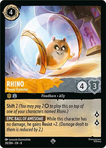 Rhino - Power Hamster - 30/204 - Super Rare - Cold Foil