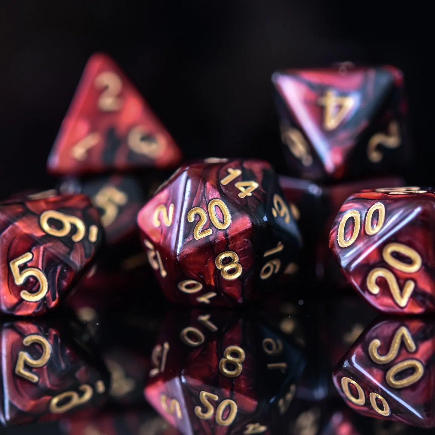 Misty Mountain- Blood Rose Acrylic Dice Set