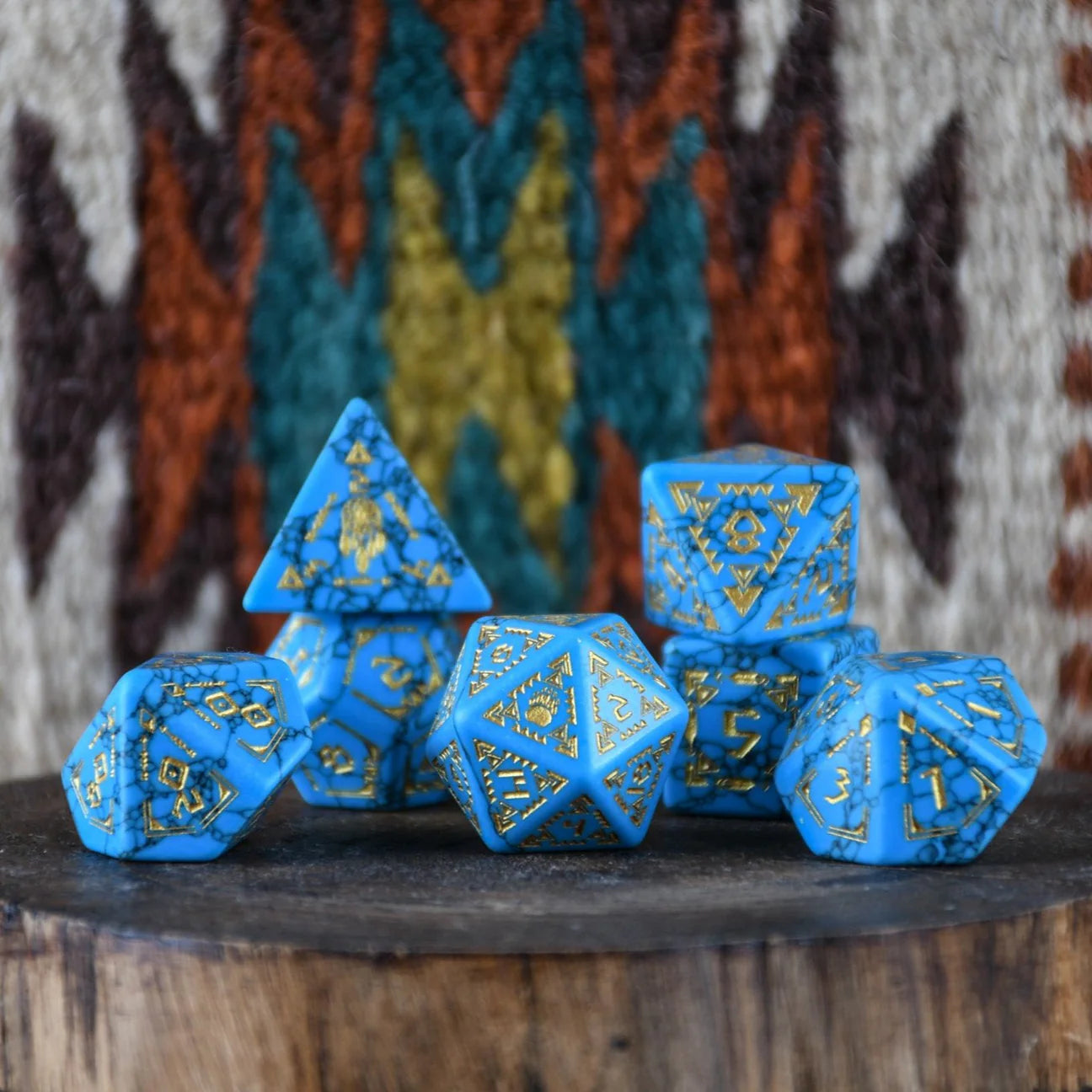 Misty Mountain- Navajo Turquoise Stone Dice Set - Dice Around the World Collection