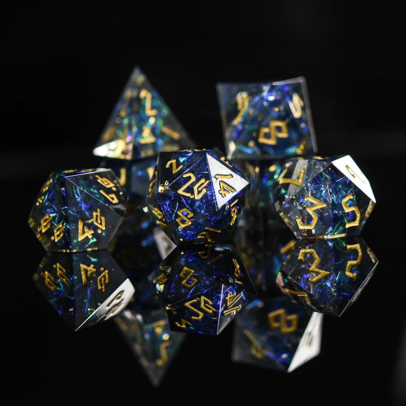 Misty Mountain- Dark Star Sharp-Edged Resin Dice Set