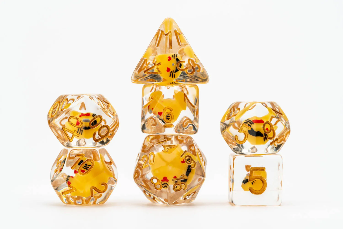 Resin Poly Dice Set Cat Dice MDG