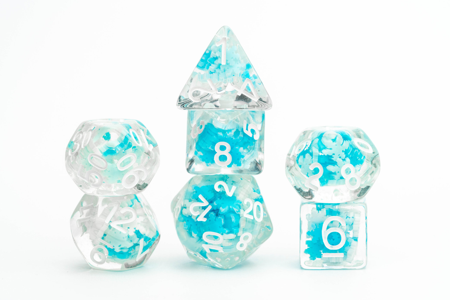 Snowflake Dice 16mm Resin Poly Dice Set
