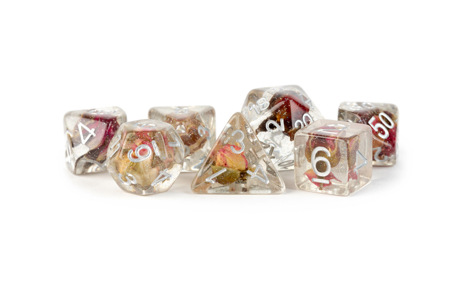 Rose Dice 16mm Resin Poly Dice set