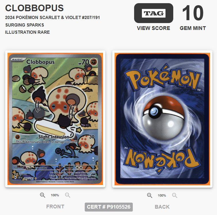 TAG GEM MINT 10 Clobbopus #207/191