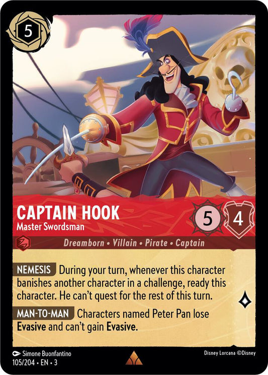 Captain Hook - Master Swordsman - 105/204 - Rare - Cold Foil