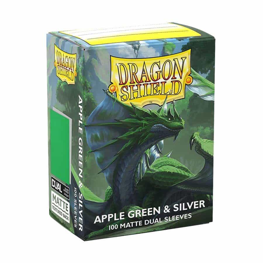 Dragon Shield Dual Matte Standard Sleeves - Apple Green & Silver (100 Pack)
