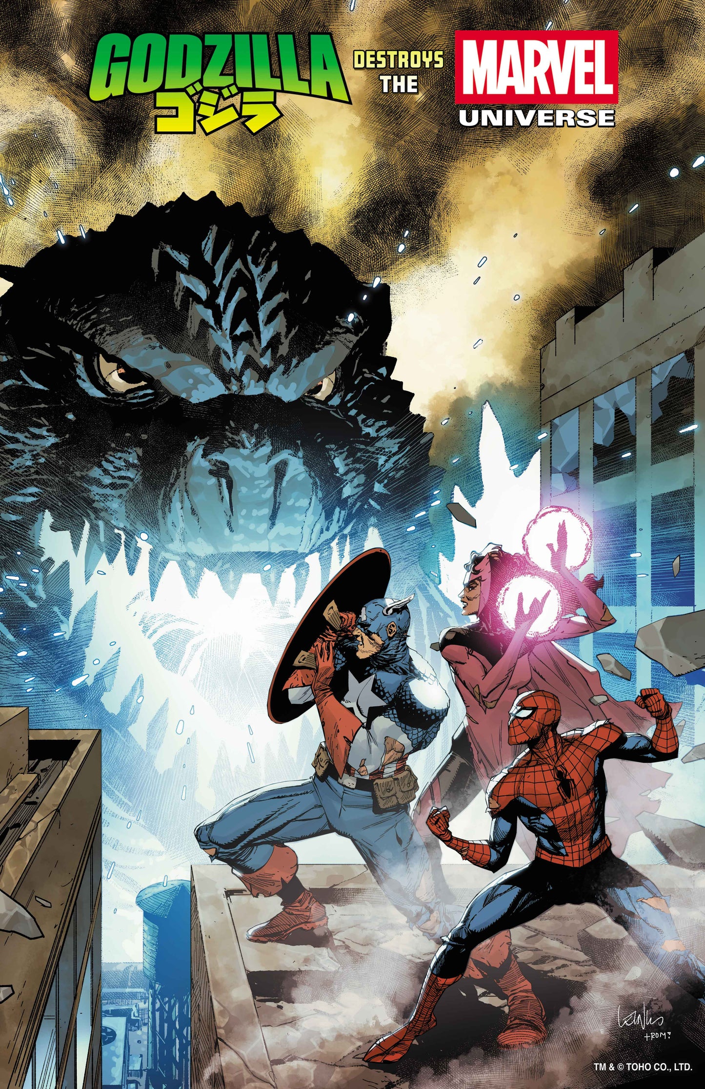 Godzilla Destroys The Marvel Universe #1 Leinil Yu Foil Variant