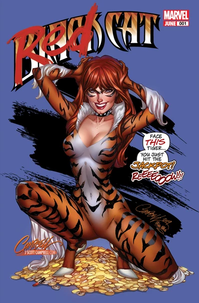 Black Cat #1 JS Campbell MJ Red Cat Variant *Signed by JSC*