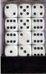 36 Opaque Black/white 12mm D6 Dice Block - CHX25808