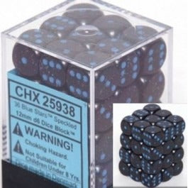 36 Speckled Blue Stars 12mm D6 Dice Block - CHX25938