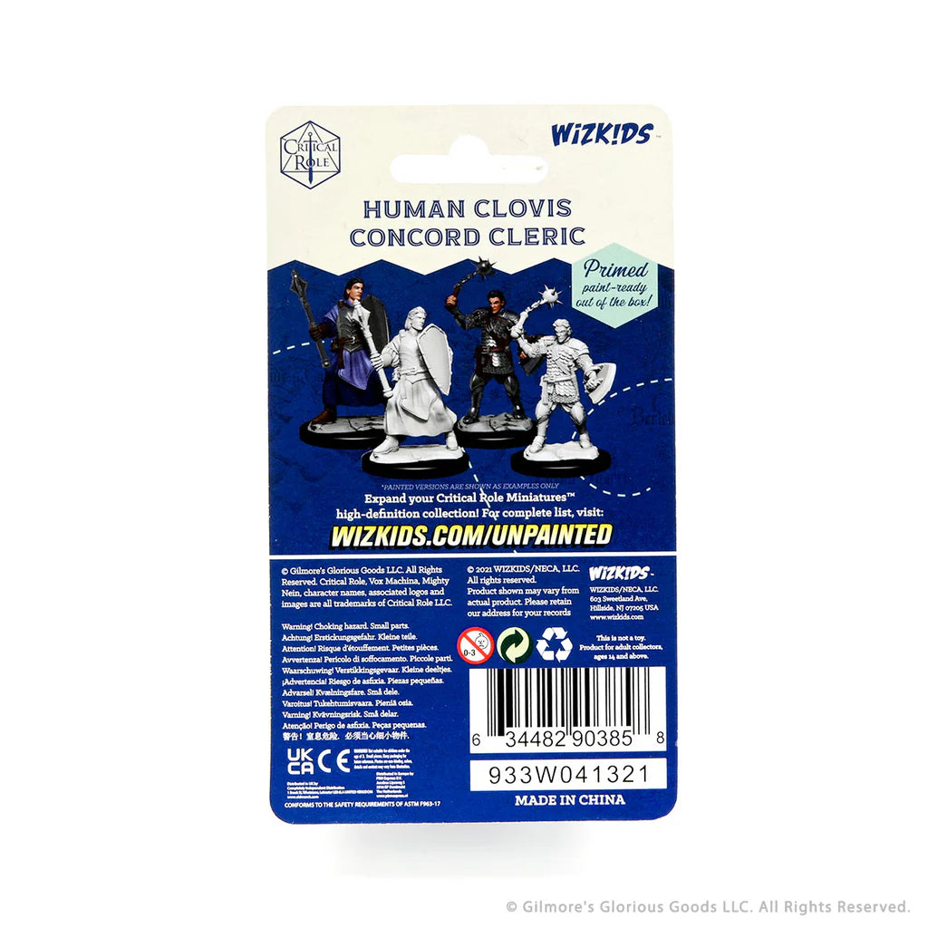Critical Role Unpainted Miniatures: Human Clovis Concord Cleric Male