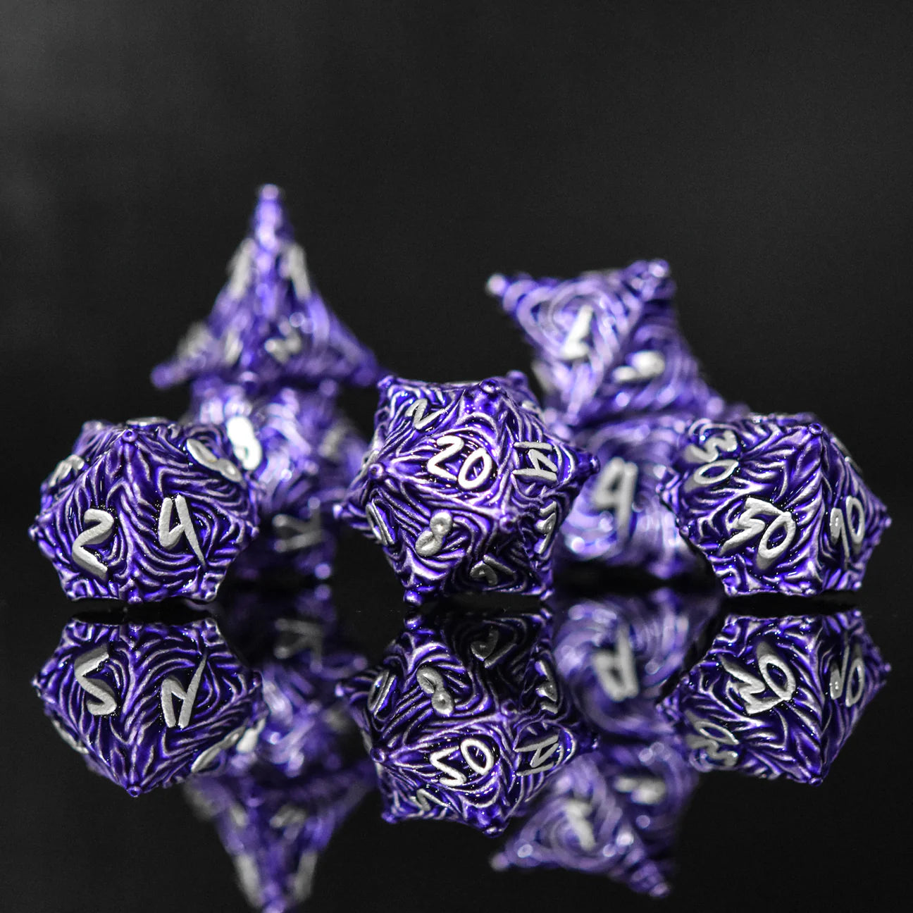 Misty Mountain- Vortex Warp Metal Dice Set - Purple