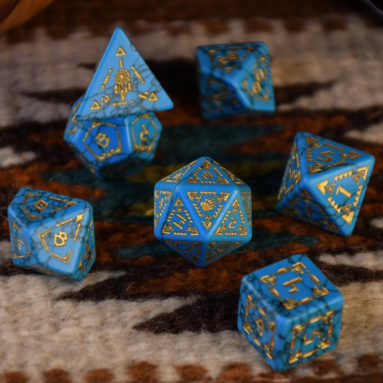 Misty Mountain- Navajo Turquoise Stone Dice Set - Dice Around the World Collection
