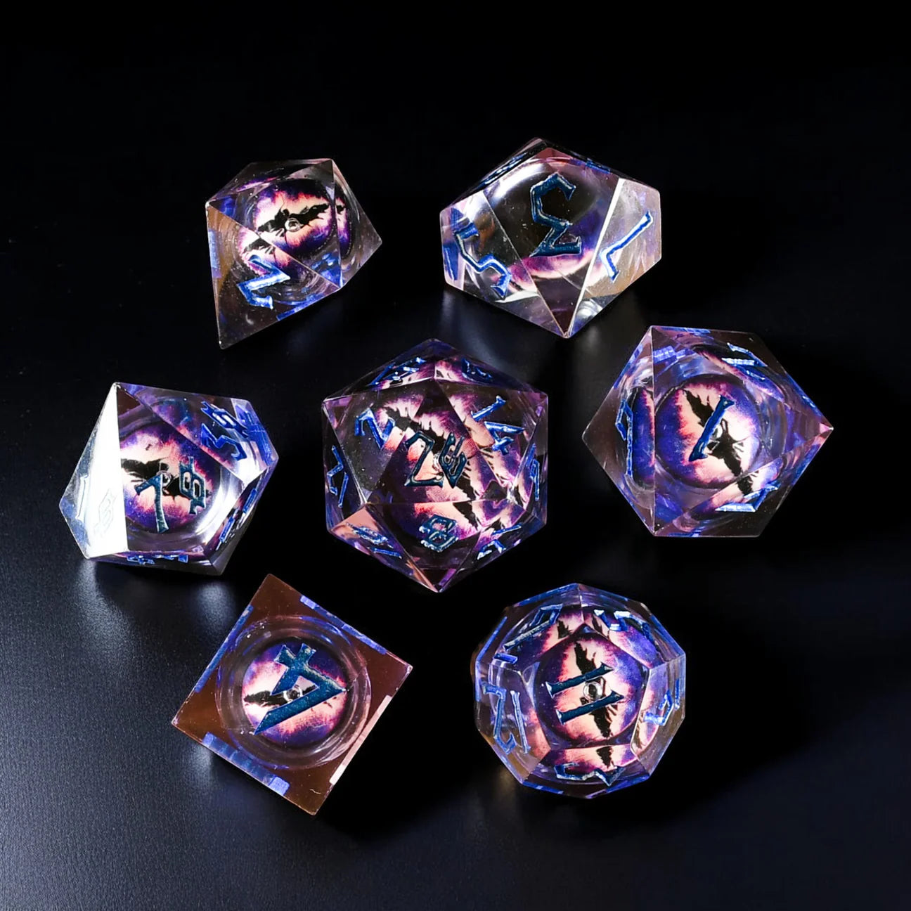 Misty Mountain- Enchanted Dragon (Purple) Liquid Core Dice Set