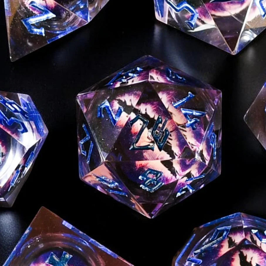 Misty Mountain- Enchanted Dragon (Purple) Liquid Core Dice Set