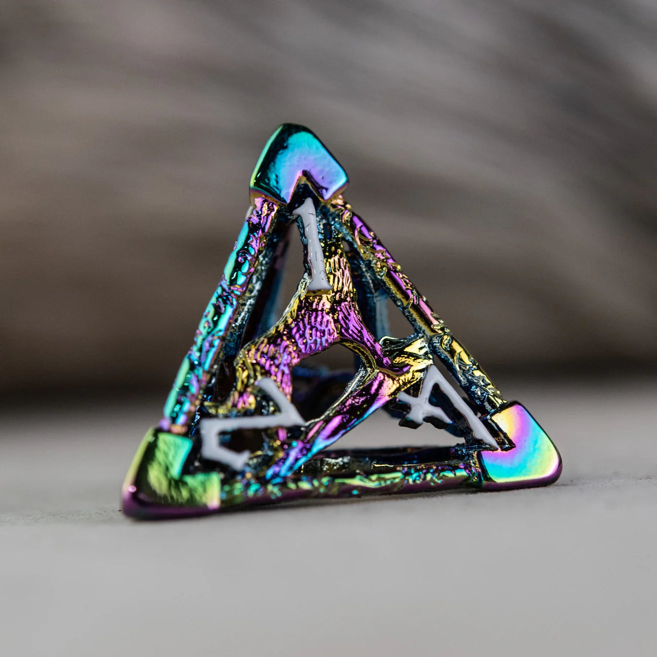 Misty Mountain- Legends of Valhalla - Iridescent and White Hollow Metal Dice Set