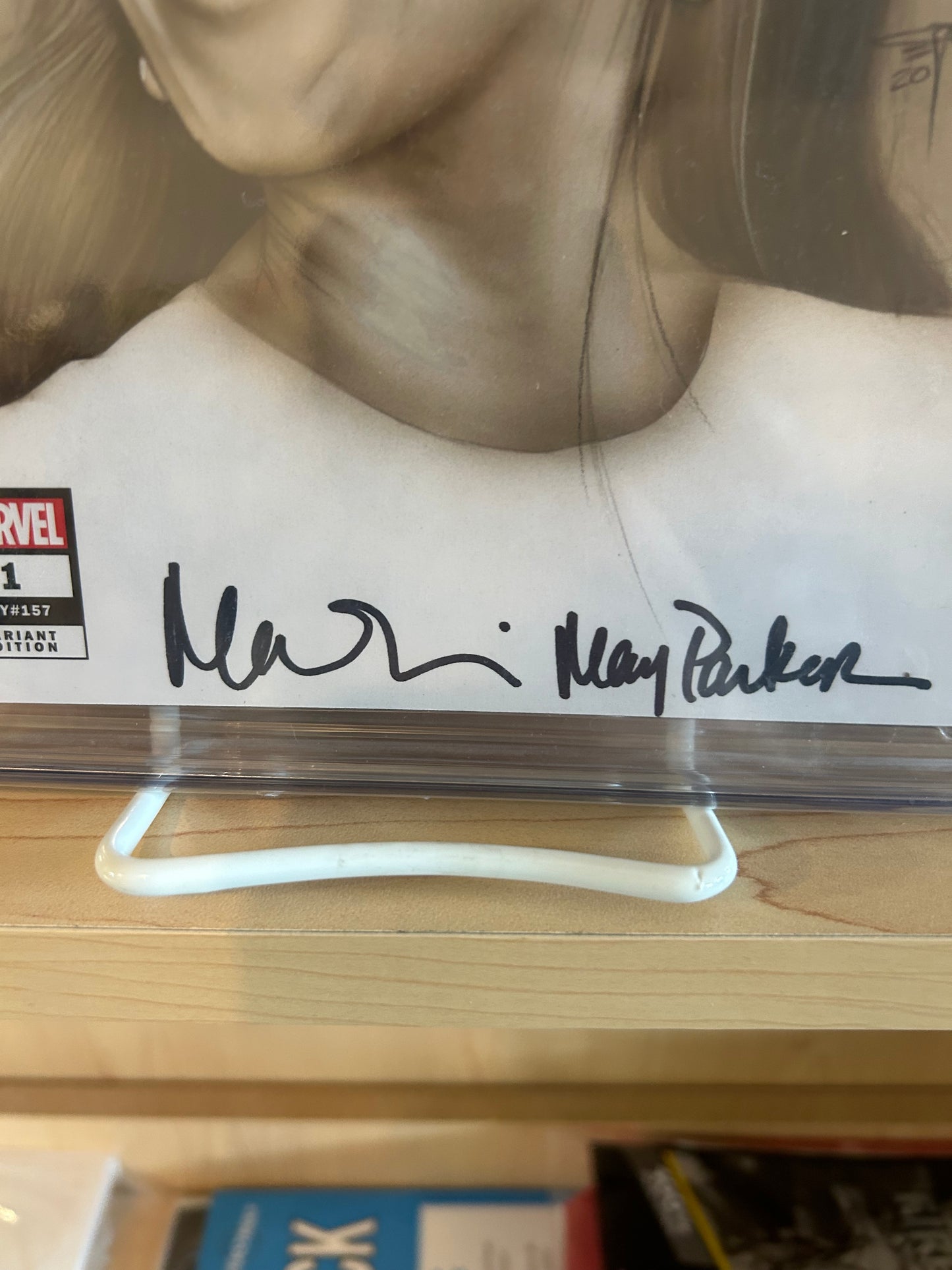 Spider-Man #1 (Signed and Sketched by Martin Zavala on 2/3/24 and Signed by Marisa Tomei as “May Parker” on 11/5/23