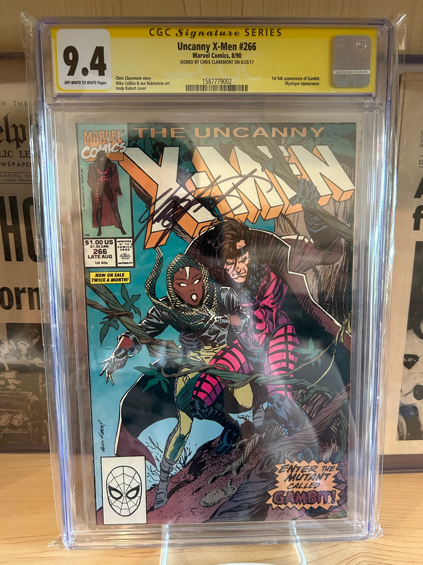 Uncanny X-Men #266 CGC 9.4 GOLD LABEL SIGNED BY CHRIS CLAREMONT on 8/25/17