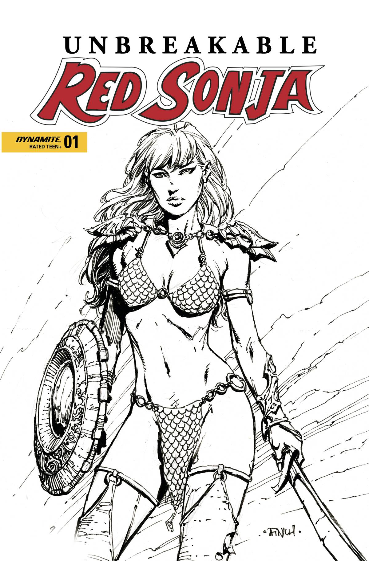 Unbreakable Red Sonja #1D Finch B&W Variant