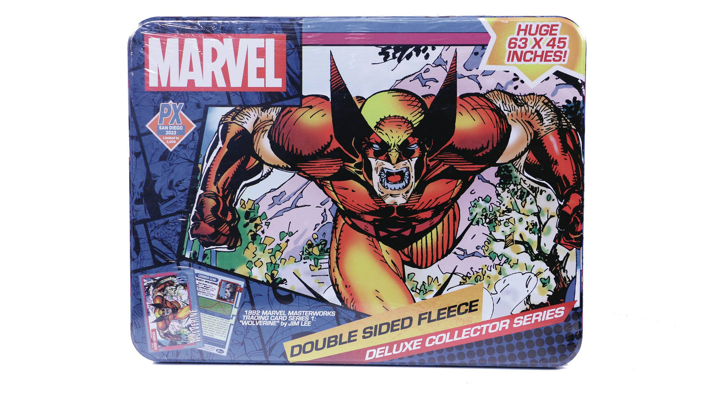 SDCC 2023 MARVEL WOLVERINE CARD PX DLX FLEECE BLANKET TIN