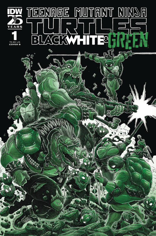 TMNT BLACK WHITE & GREEN #1B STOKOE VAR