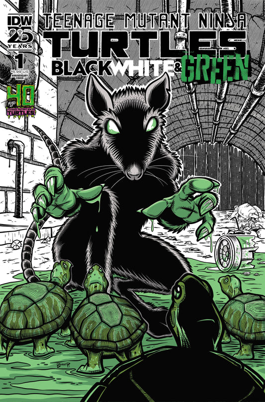TMNT BLACK WHITE & GREEN #1D 40TH ANNIV VAR