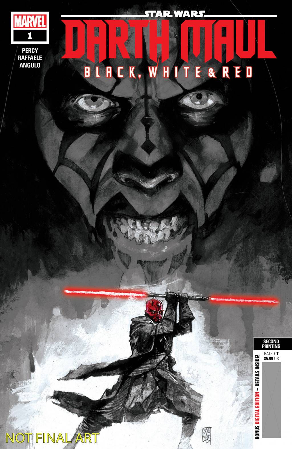 STAR WARS DARTH MAUL BLACK WHITE & RED #1 2ND PTG MALEEV VAR