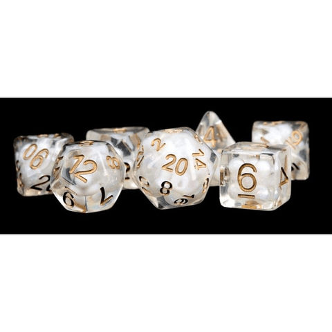 7 Count Poly Dice Set: Pearl with Copper