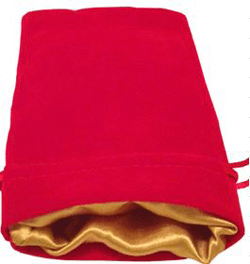 4" X 6" Red Velvet Dice Bag with Gold Lining