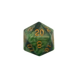 35mm Mega Acrylic D20: Combo Attack Green and light Green w Gold Numbers