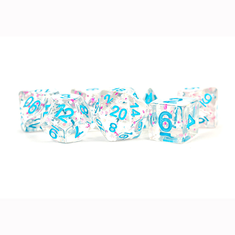 7ct 16mm Poly Dice Set Clear Confetti