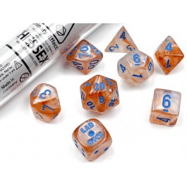 Chessex Borealis Rose Gold/Light Blue Luminary 7-Die Set