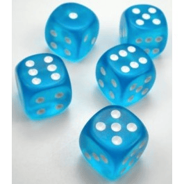 Chessex: Frosted Carribean Blue/White 16Mm D6 Dice