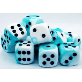 Chessex: Gemini Teal-White/Black 16Mm D6 Dice Block