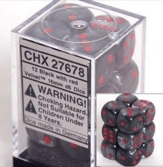 Chessex: Velvet Black/Red 12Mm D6 Dice Block