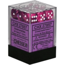 Chessex: Festive Violet/White 12Mm D6 Dice