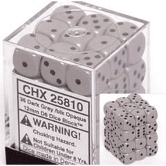 Chessex: Opaque Dark Grey/Black 12Mm D6 Dice