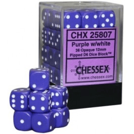 Chessex: Opaque Purple/White 12Mm D6 Dice