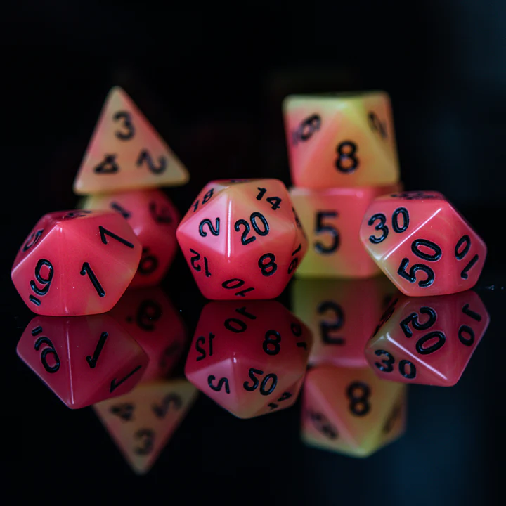 Misty Mountain- Tequila Sunset Acrylic Dice Set