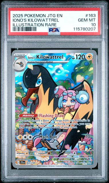 2025 POKEMON JTG EN-JOURNEY TOGETHER #163 IONO'S KILOWATTREL ILLUSTRATION RARE GEM MT 10