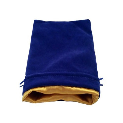 6" X 8" Blue Velvet Dice Bag w/ Gold Satin Lining