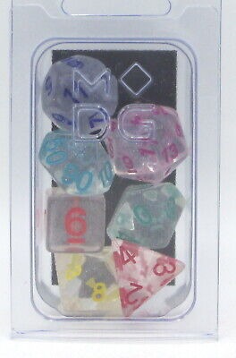 16mm Resin Poly Dice Set Unicorn Rainbow Ice